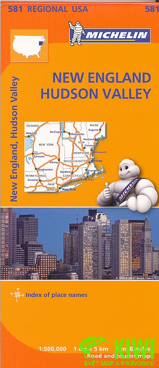 Michelin mapa New England, Hudson Valley 1:500 t.