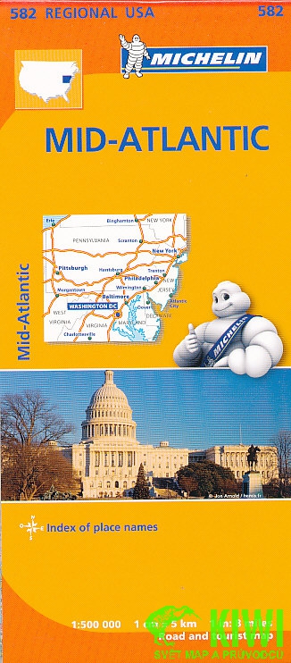 Michelin mapa Mid-Atlantic, Allegheny Highlands 1:500 t.