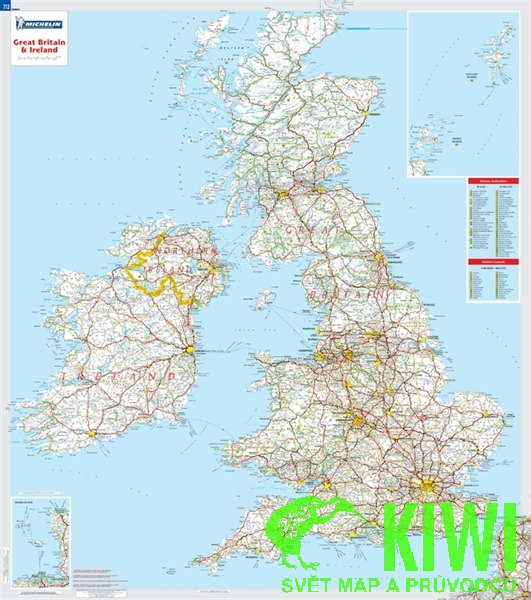 Michelin nástěnná mapa Great Britain, Ireland 1:1 mil. 88x100 cm lamino