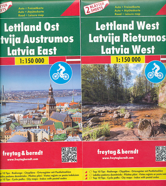 Freytag & Berndt cyklomapa Latvia (Lotyšsko) 1:150 t. set 2 mapy