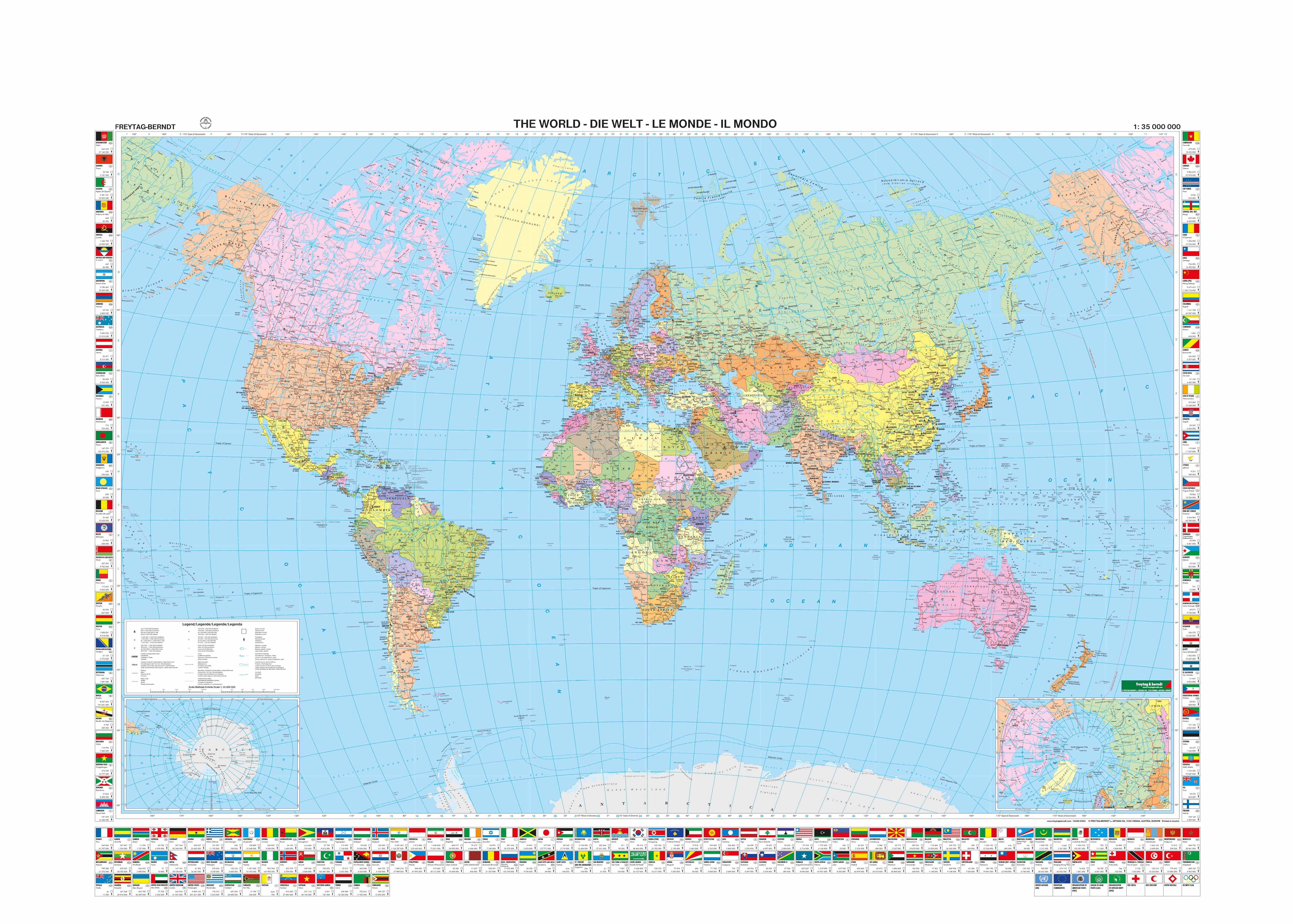 Freytag & Berndt nástěnná mapa Svět 1:35 mil. - politická, 150x100 cm
