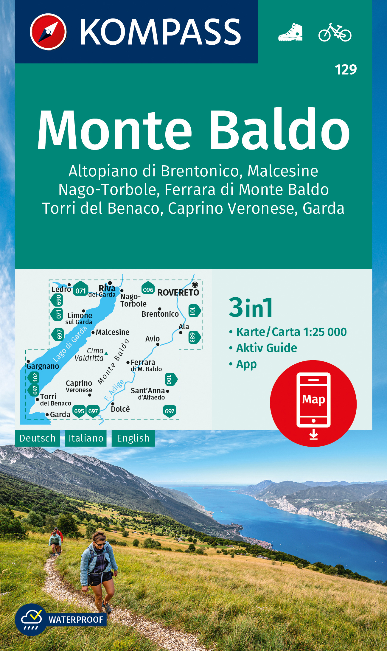 Monte Baldo a okolí (Kompass 129) - turistická mapa
