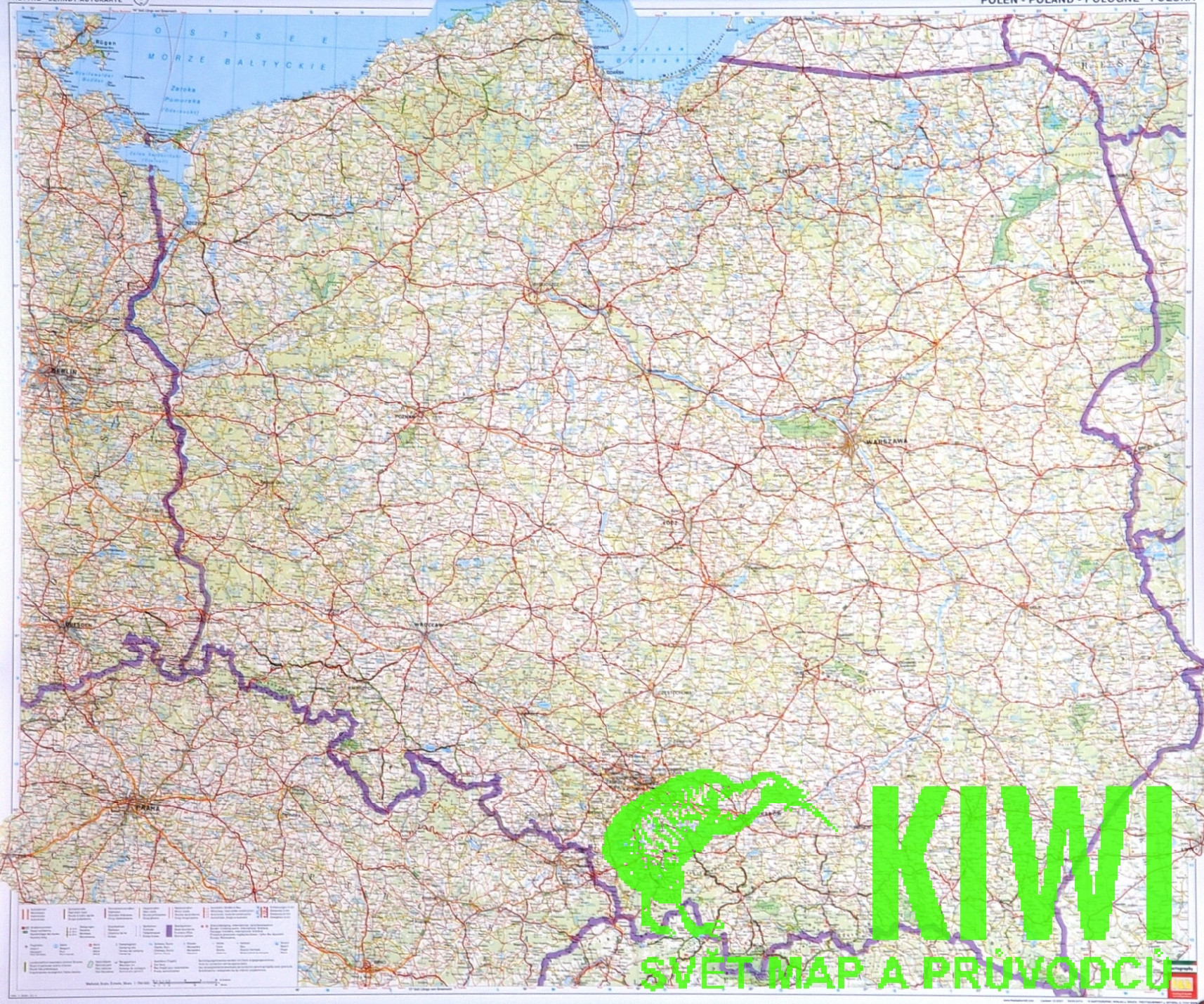 Freytag & Berndt nástěnná mapa Polsko 1:750 000 - lišta, 104x87 cm