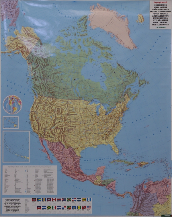 Freytag & Berndt nástěnná mapa Severní Amerika 1:8 mil. - lišta, 97 x 123,5 cm