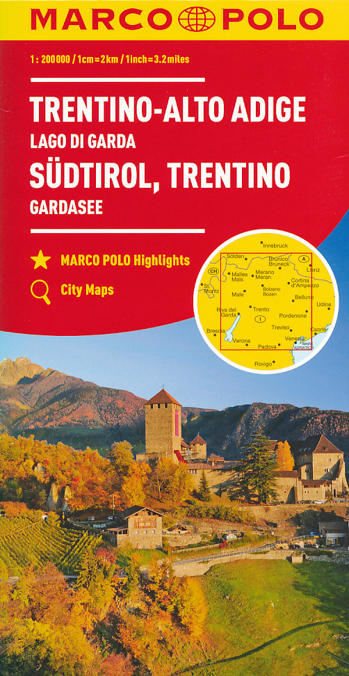 Marco Polo/MAIRS vydavatelství mapa Itálie 3 - 1:200 t. Südtirol, Trentino, Gardasee