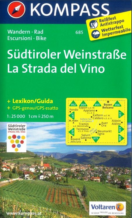 Südtiroler Weinstraße, Strada del Vino (Kompass 685) - turistická mapa