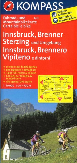 Innsbruck, Brenner, Sterzing (cyklomapa Kompass č. 3411) - turistická mapa