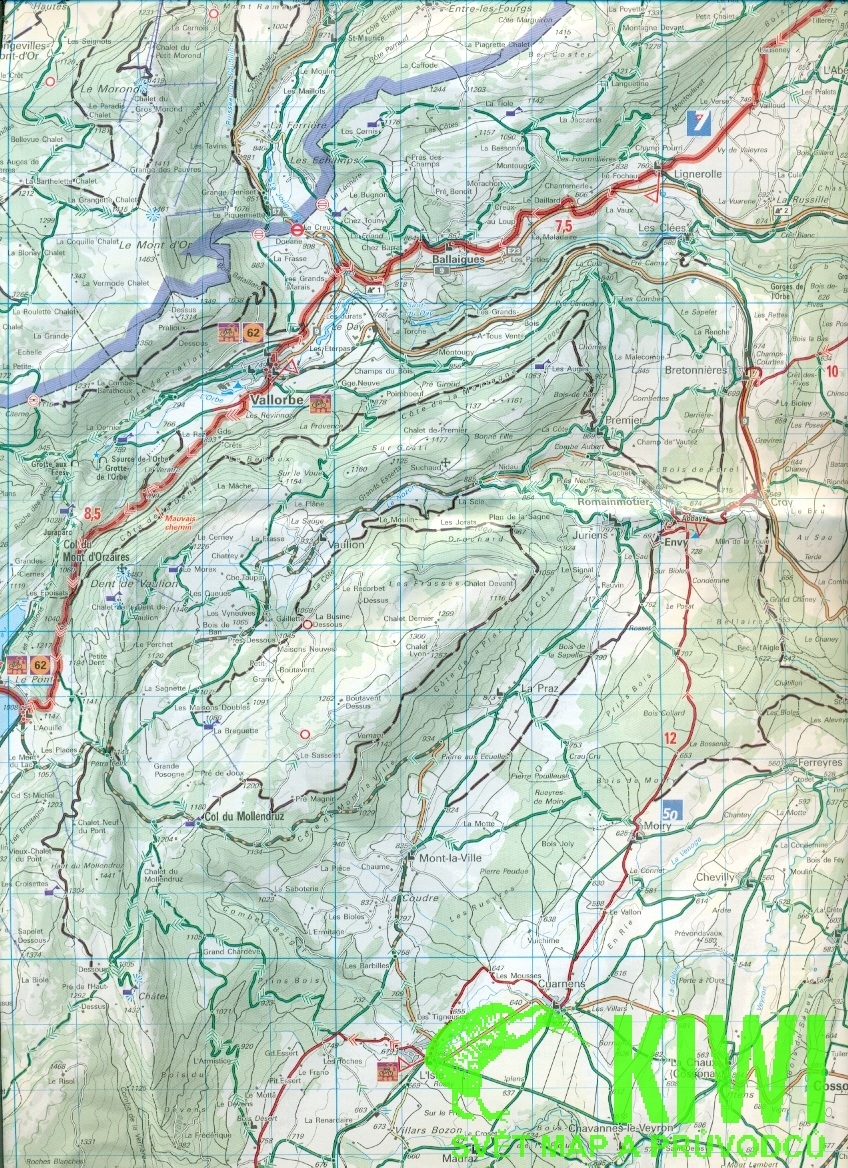 Kümmerly Frey/Hallwag vydavatelství cyklomapa Lausanne Vallée de Joux 1:60 t. (č.14) voděodolná