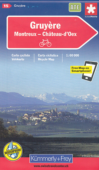 Kümmerly Frey/Hallwag vydavatelství cyklomapa Gruyere. Montreux, Gstaad 1:60 t. (č.15) voděodolná
