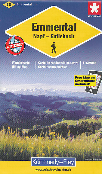 Kümmerly Frey/Hallwag vydavatelství mapa Emmental, Napf, Entlebuch 1:60 t. (č.10) voděodolná