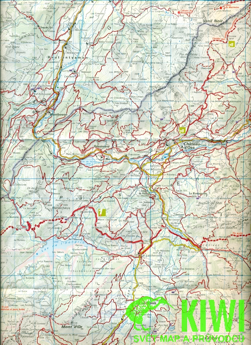 Kümmerly Frey/Hallwag vydavatelství mapa Gruyére 1:60 t. (č. 16) laminovaná