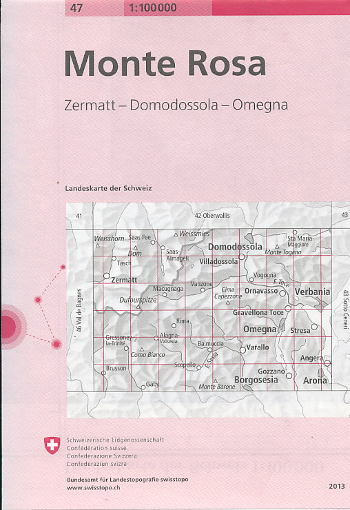 Swistopo vydavatelství mapa Monte Rosa,Zermatt,Domodossola,Omegna 1:100 t.