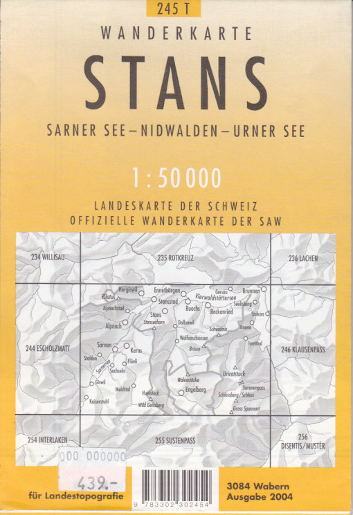 Swistopo vydavatelství mapa SAW Stans 1:50 t. se značkami