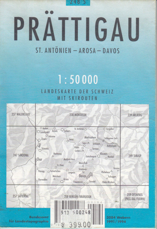 Swistopo vydavatelství mapa zimní Prättigau 1:50 t.