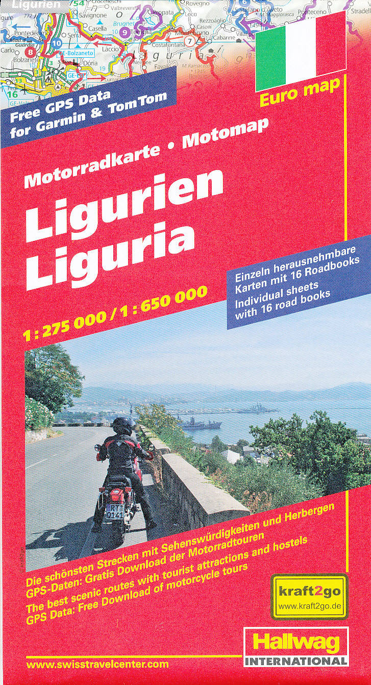 Hallwag vydavatelství motorkářská mapa Liguria 1:275 t./1:650 t.