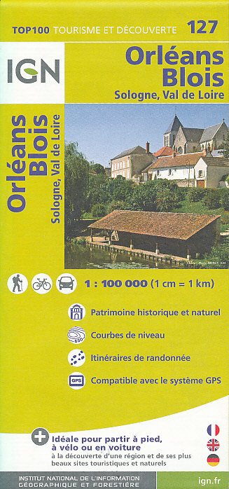 IGN mapa Orléans, Blois, Sologne, Val de Loire 1:100 t.