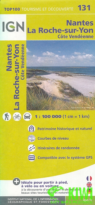 IGN mapa Nantes, La-Roche-sur-Yon, Cote Vendéenne 1:100 t.