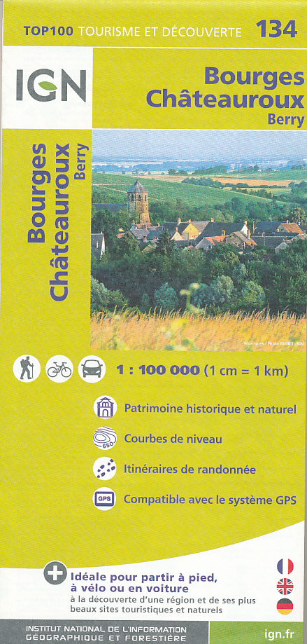 IGN vydavatelství mapa Bourges,Chateauroux,Berry 1:100 t.