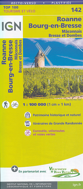 IGN mapa Roanne Bourg-en-Bresse,Maconnais,Bresse et Dombes 1:100 t.