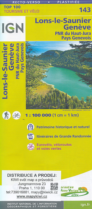 IGN mapa Lons-le-Saunier, Geneve, PNR du Haut-Jura, Pays Genevois 1