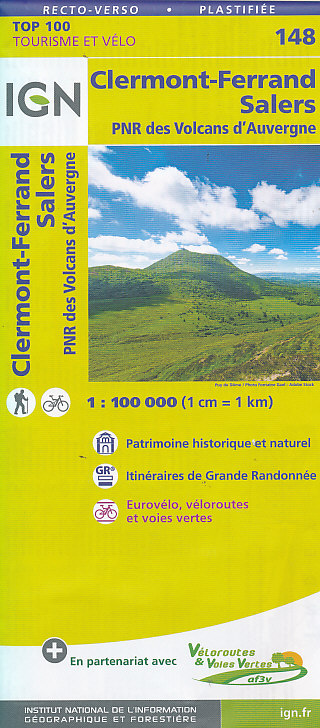 IGN mapa Clermont-Ferrand, Salers, PNR des Volcans d´Auvergne 1:100