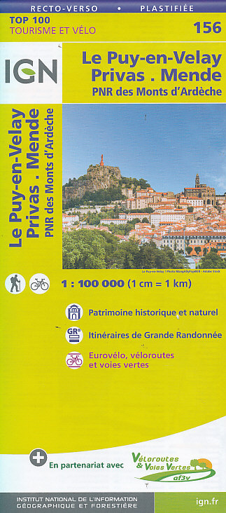 IGN mapa Le Puy-en-Velay, Privas, Mende, PNR des Monts d´Ardeche 1: