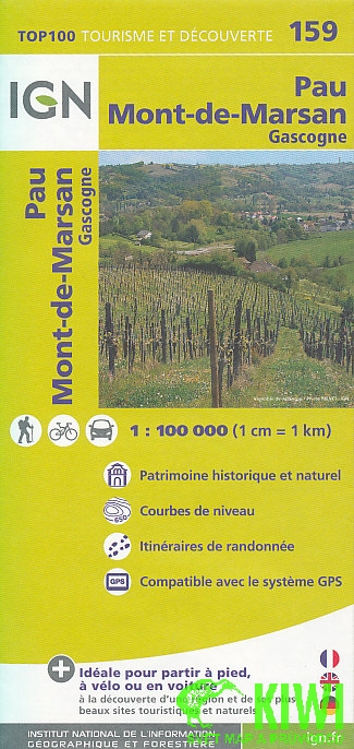 IGN mapa Pau, Mont-de-Marsan, Gascogne 1:100 t.