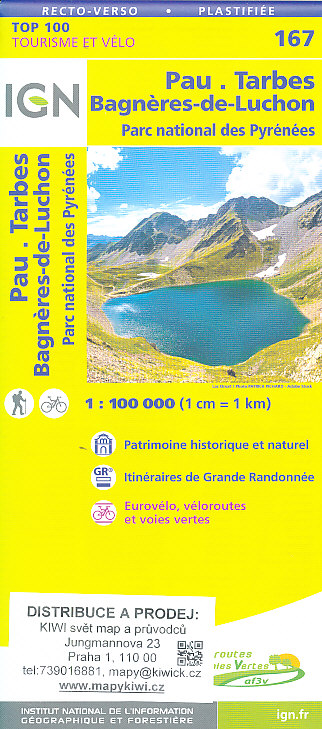 IGN mapa Pau Tarbes,Bagneres de Luchon, PN des Pyrénées 1:100 t. v