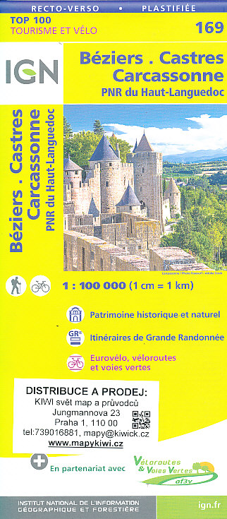 IGN mapa Béziers, Castres, Carcassonne, PNR du Haut-Languedoc 1:100