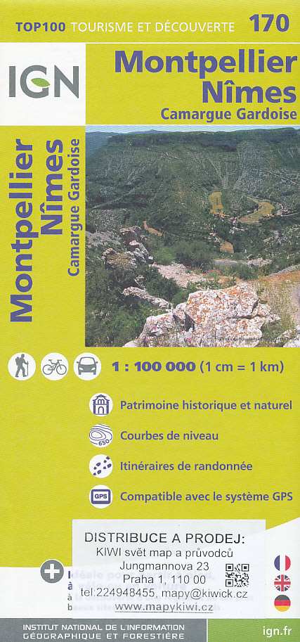 IGN mapa Montpellier, Nimes, Camargue Gardoise 1:100 t.