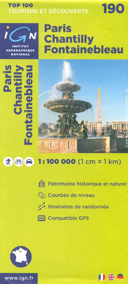 IGN mapa Paris, Chantilly, Fontainebleau 1:100 t.