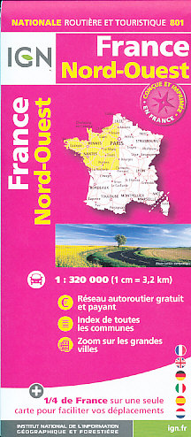 IGN mapa France Nord-Ouest (severozápad Francie) 1:350 t.
