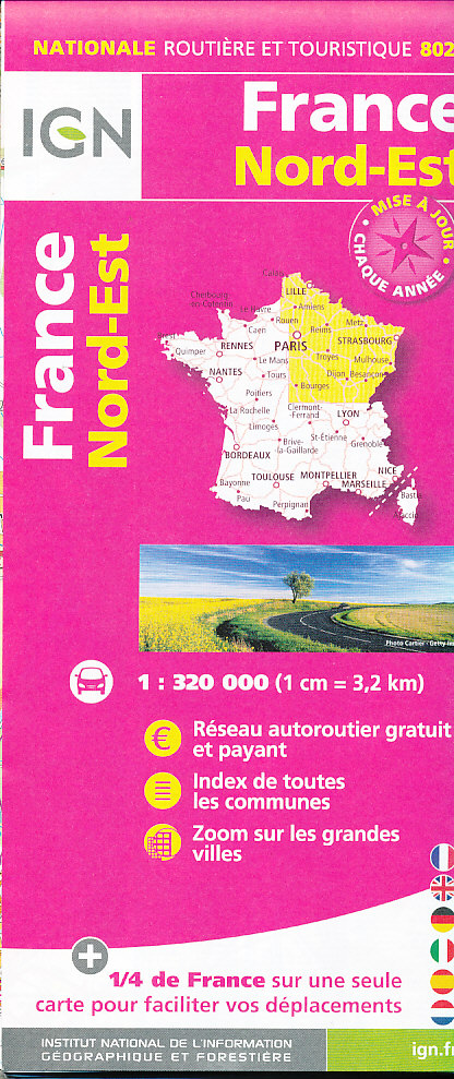 IGN mapa France Nord-Est 1:320 t. (severovýchod Francie)