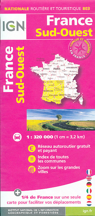 IGN mapa France Sud-Ouest (jihozápad Francie) 1:320 t.