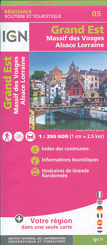 IGN mapa Grand Est, Massif des Vosges, Alsace, Lorraine 1:250 t.