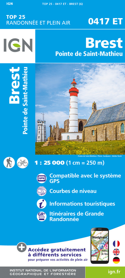 IGN vydavatelství mapa Brest,Pointe Saint-Mathieu 1:25 t.