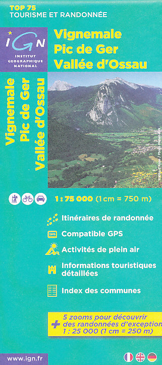 IGN mapa Vignemale,Pic de Ger,Vallée d'Ossau 1:75 t.