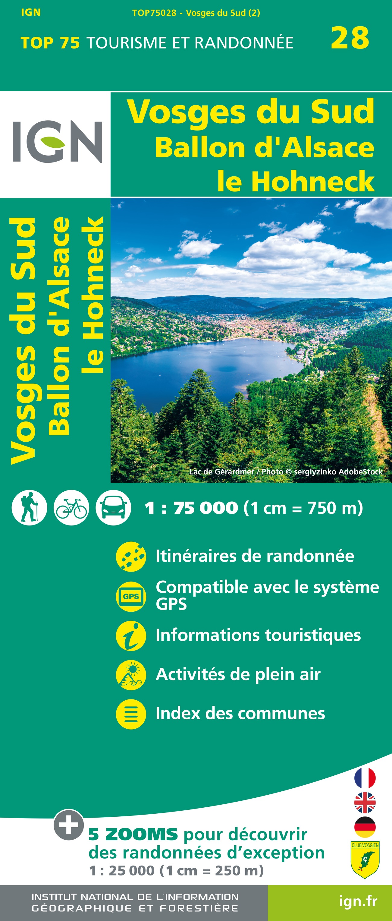 IGN mapa Vosges du Sud (Vogézy) 1:75 t.