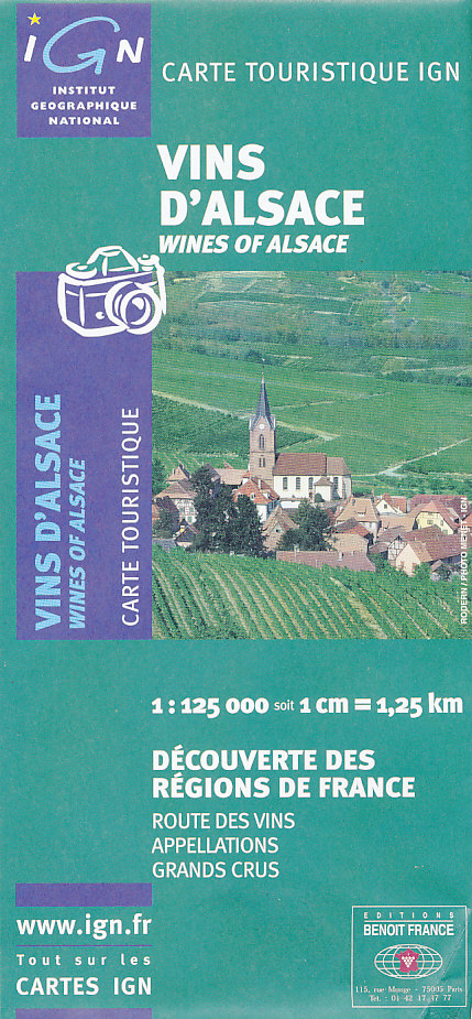 IGN vydavatelství vinařská mapa Vins d'Alsace 1:125 t.