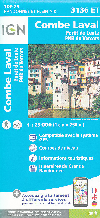 IGN mapa Combe Laval, PNR du Vercors 1:25 t.