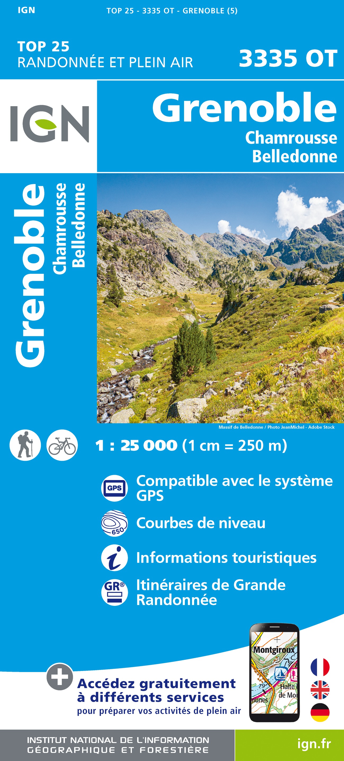 IGN mapa Grenoble, Belledonne 1:25 t.