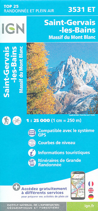 IGN mapa Mont Blanc St.-Gervais-les-Bains 1:25 t.