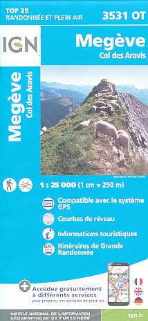 IGN mapa Megeve,Col des Aravis 1:25 t.