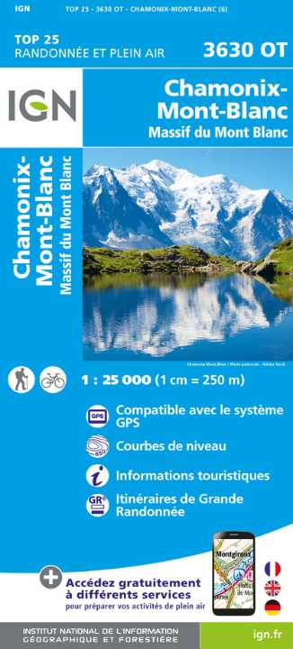 IGN vydavatelství mapa Chamonix-Mont Blanc (ne vrchol) 1:25 t.