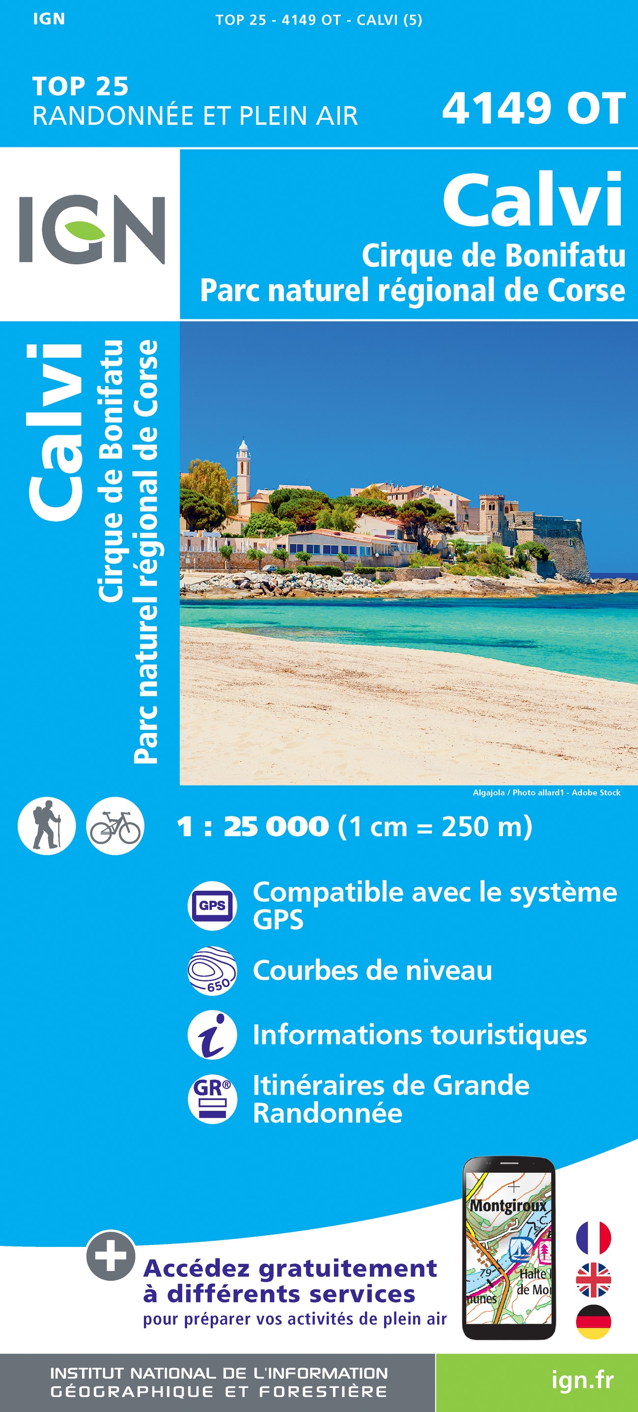 IGN mapa Calvi 1:25 t. (Korsika)