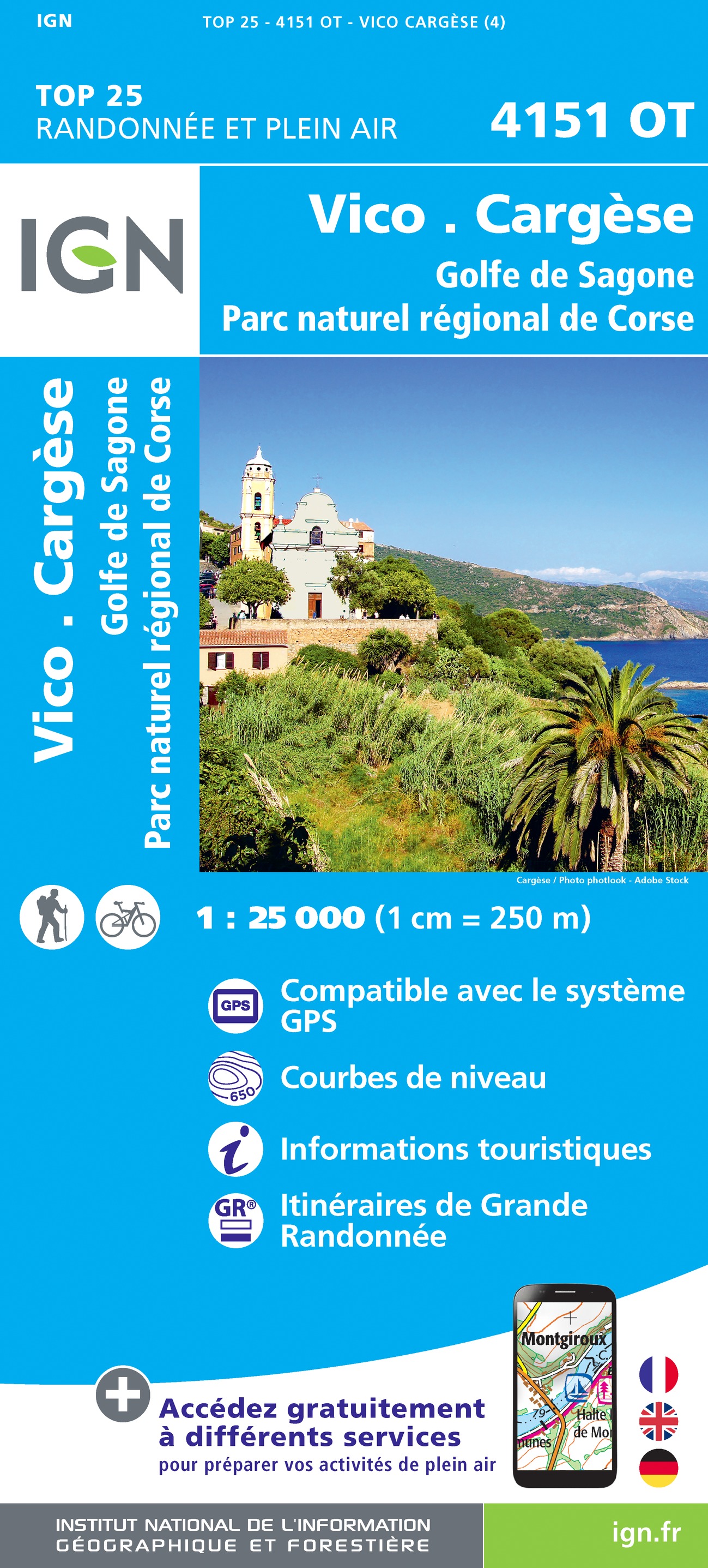 IGN vydavatelství mapa Vico.Cargese.Golfe de Sagone 1:25 t. (Korsika)