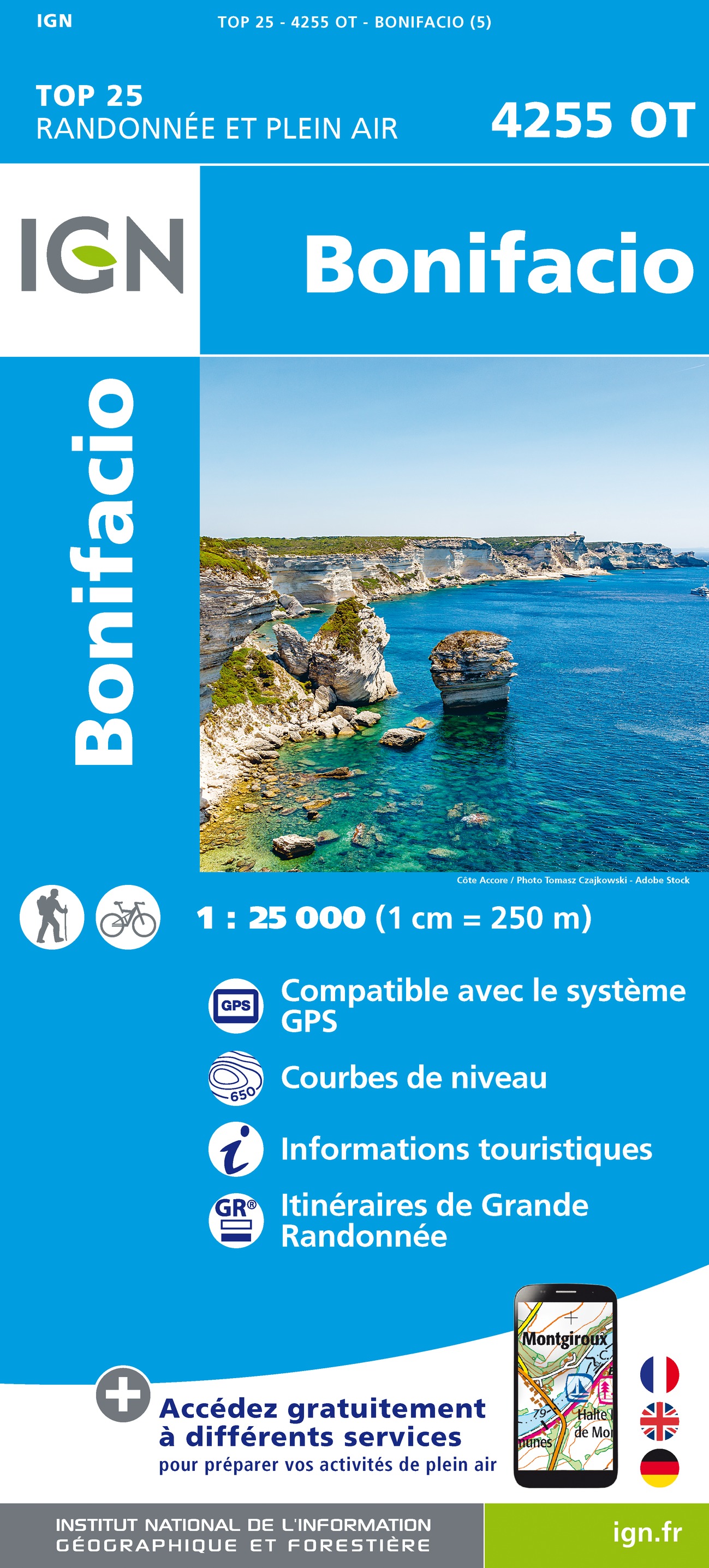 IGN mapa Bonifacio 1:25 t. (Korsika)