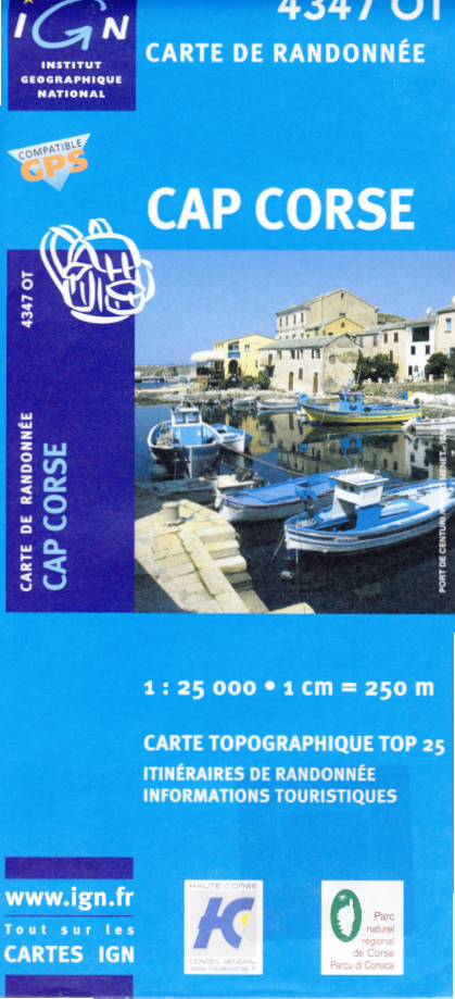 IGN mapa Cap Corse 1:25 t. (Korsika)