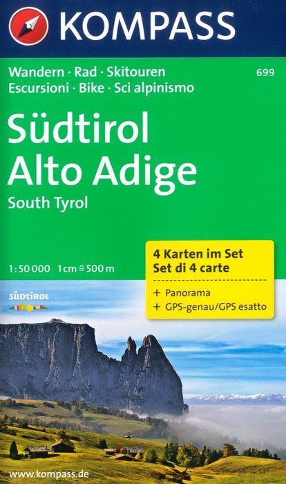 Südtirol, Alto Adige, Jižní Tyrolsko - set 4 map (Kompass 699) - turistická mapa