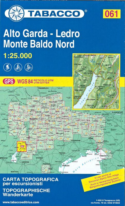 Alto Garda, Ledro, Monte Baldo (Tabacco - 061) - turistická mapa | knihynahory.cz